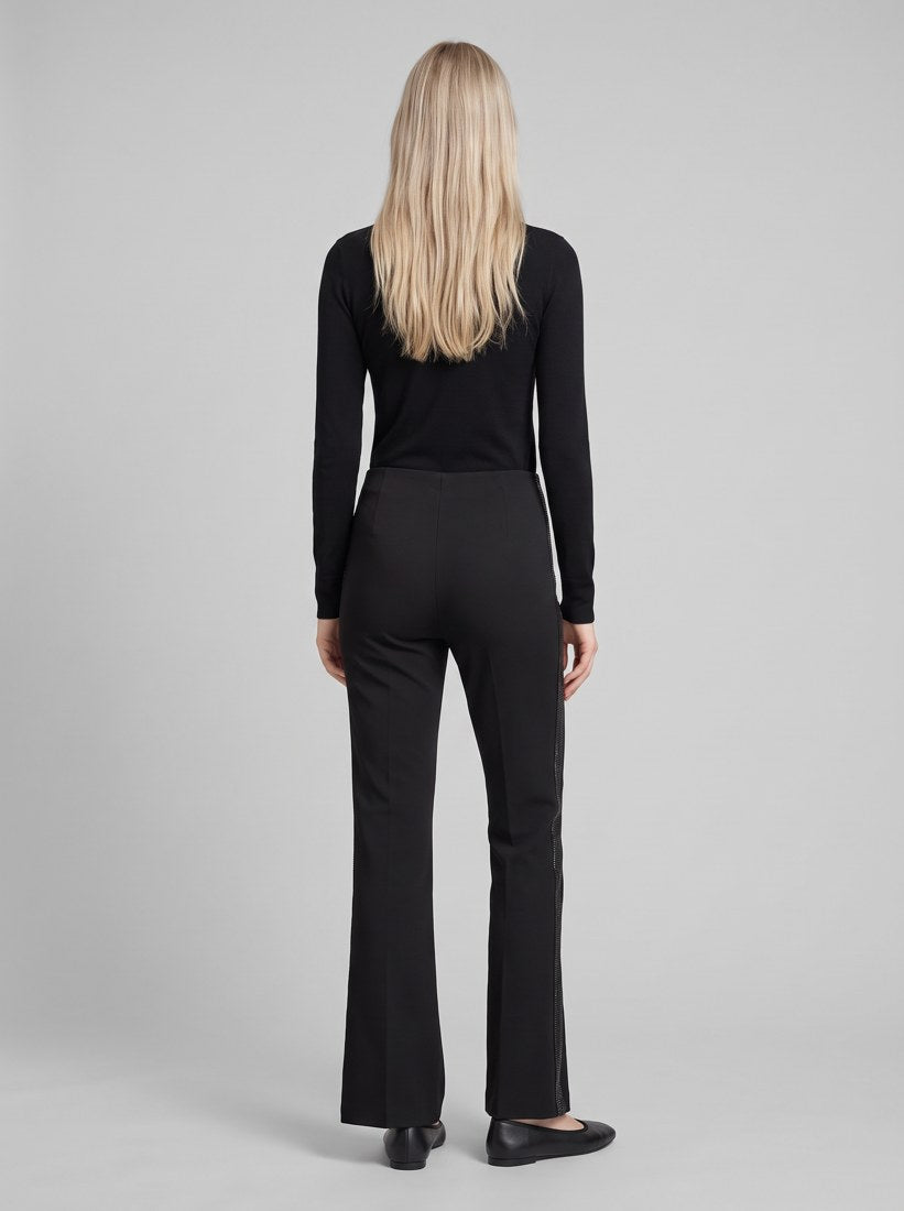264074 Pantaloni svasati con strass - 11-Nero - back