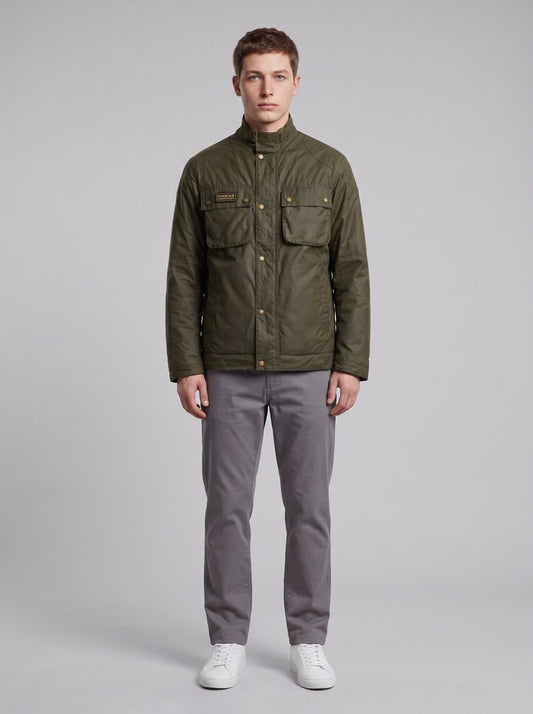 Giacca cerata invernale Merton - Olive Night - front