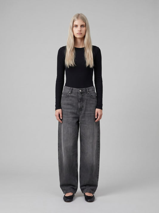 Women's Brandon Pant - Black, Marble used wash - front