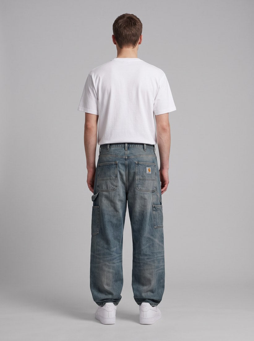Oakland Pant - Blue, Worn used wash - back