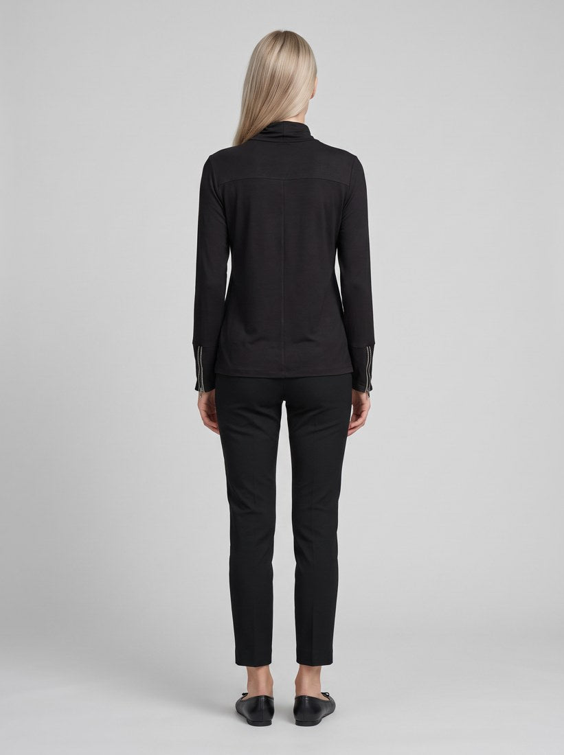 263103 Top aderente in jersey con collo lupetto - 11-Nero - back
