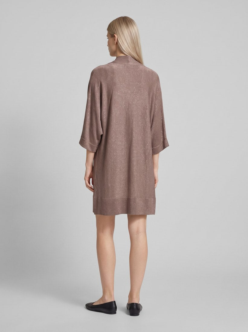 254937F26 Soprabito in maglia con dettagli termoadesivi - 4562-Visone/Oro - back