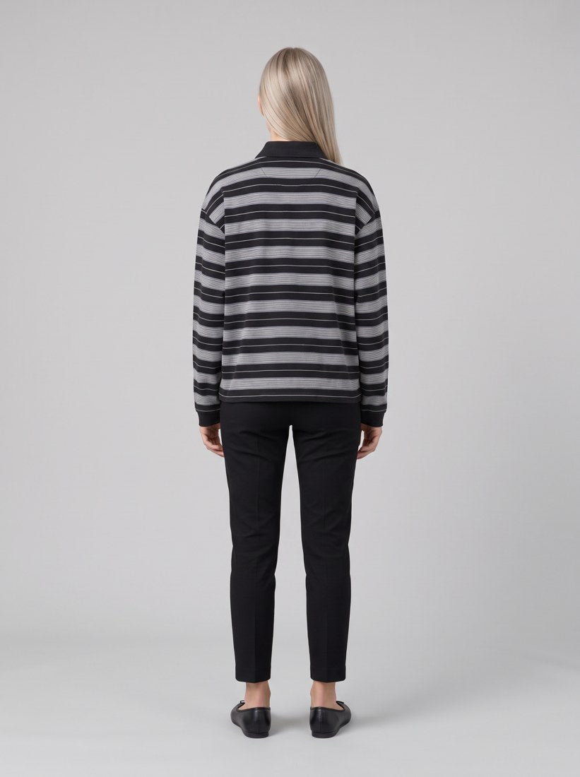 Women’s L/S Bronson Polo - Bronson Stripe, Black - back