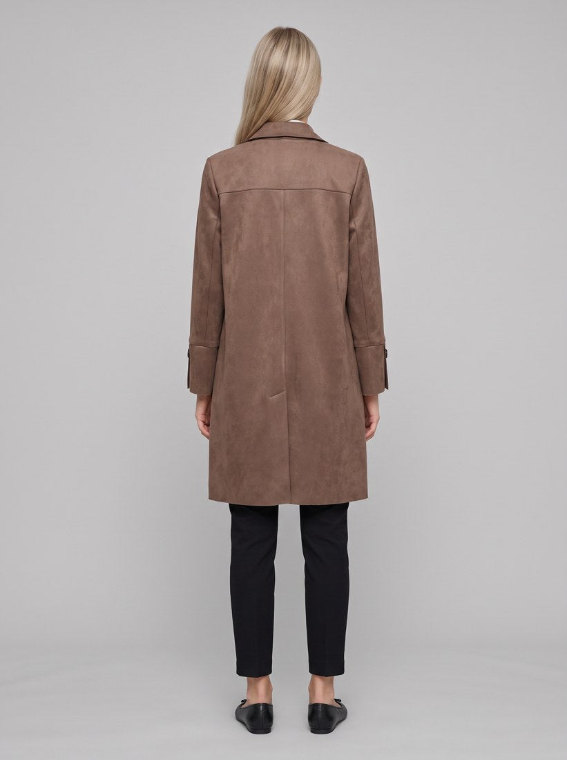 263146 Cappotto dritto in camoscio sintetico effetto scuba - 4463-Visone - back