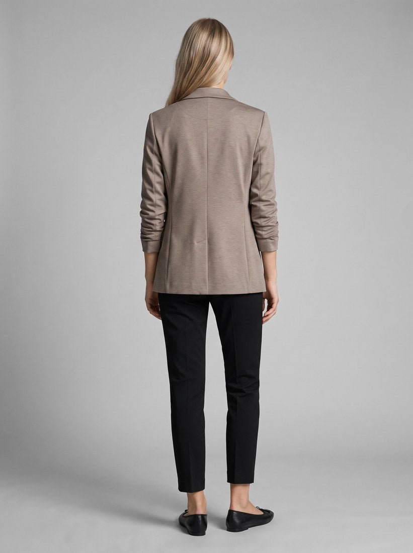 263144 Blazer dritto in maglia effetto seta mélange - 4300-Tortora melange - back