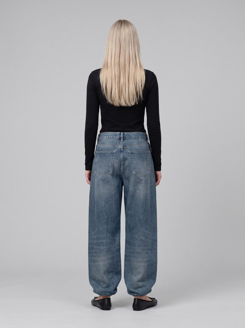 Women's Arin Pant - Blue, Dark used wash - back