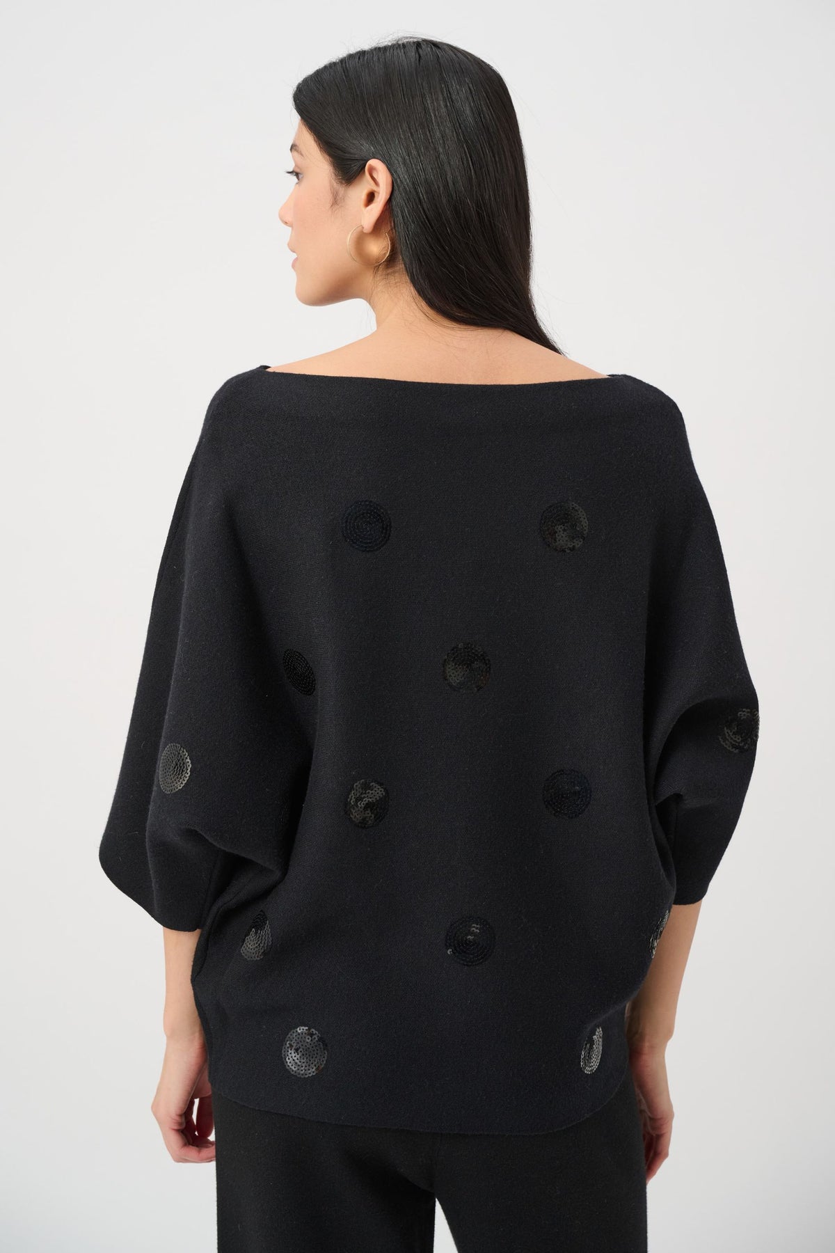 263942 Maglione squadrato ricamato in viscosa e nylon spazzolato - 11-Nero - chosen