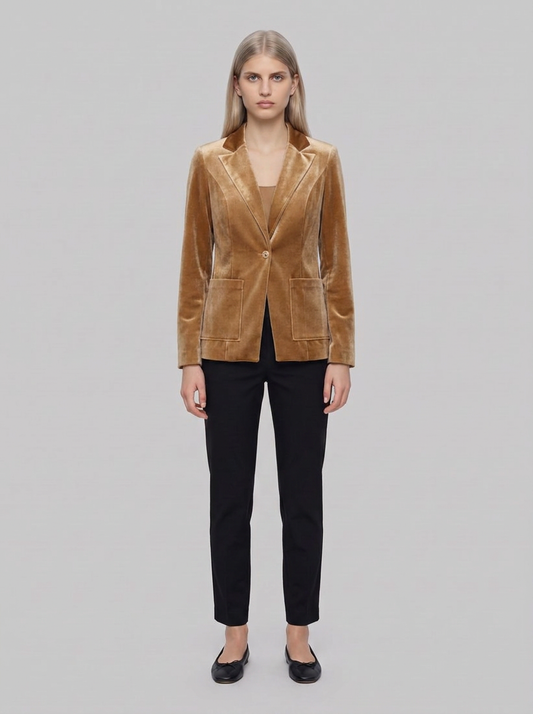 264225 Velluto su misura Aderente Blazer - Ocra - front