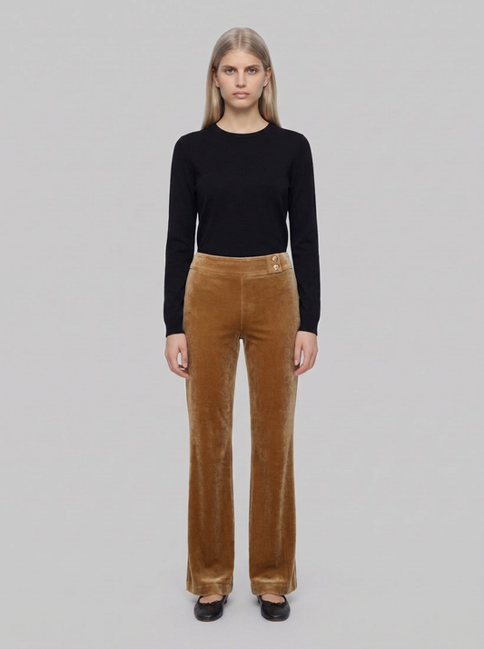 264226 Velluto Svasato Pantaloni - Ocra - front