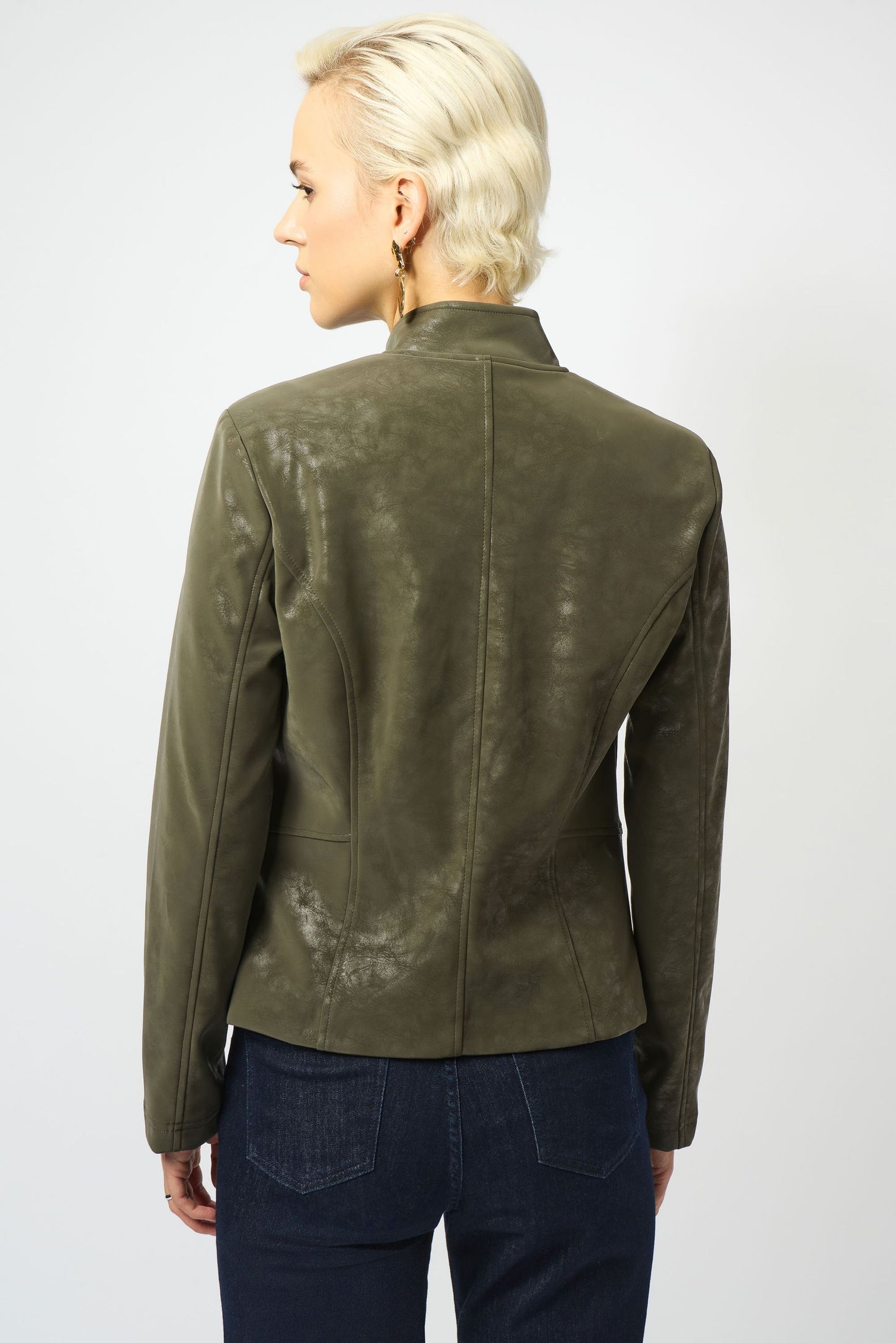 253915 Giacca da moto aderente in camoscio sintetico laminato
