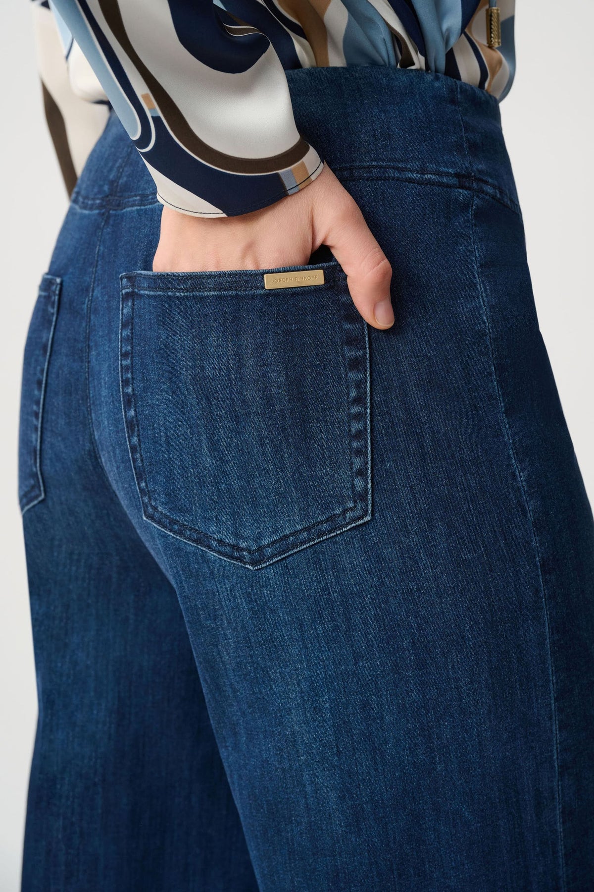 263901 Jeans palazzo a vita alta in denim Featherweave