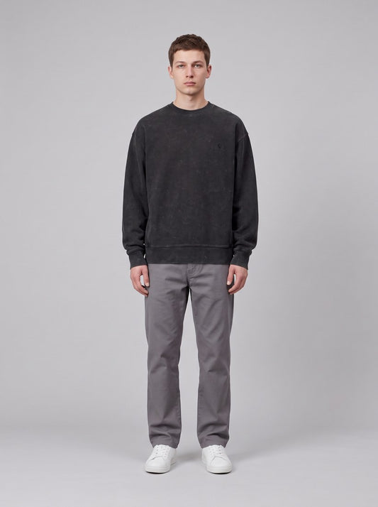 Lambert Sweatshirt - Black, Moon wash - front
