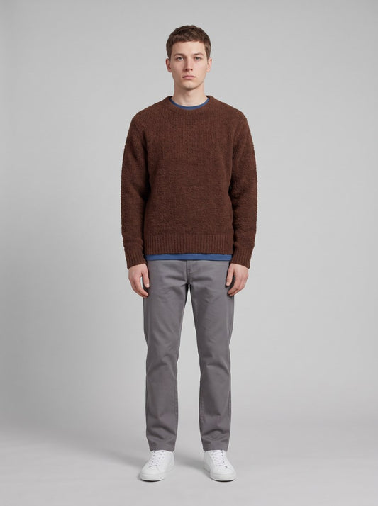 Dun Textured Sweater - Rum Raisin - front