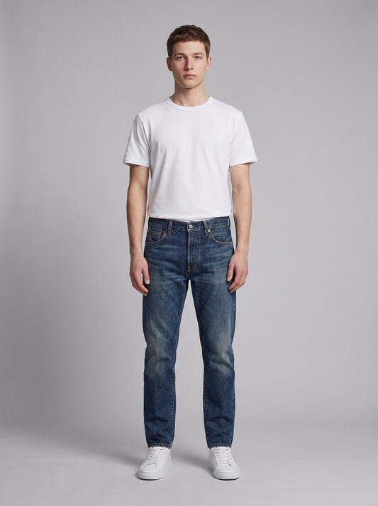 Regular Tapered Jeans - Blue - dark used - front
