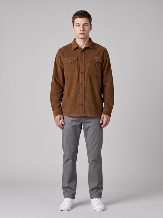 M's Corduroy Shirt - DRBN - Deer Brown - front