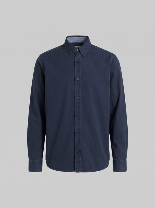 L/S Bolton Shirt - Dark Navy, Garment dyed - packshot