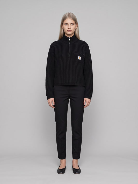 Women’s Detroit Half Zip Sweater - Black - front