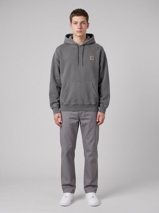 Hooded Vista Sweatshirt - Black, Garment dyed - front