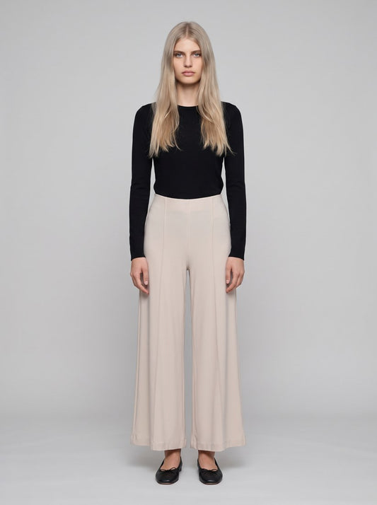 262254 Pantaloni pull-on a gamba larga in maglia effetto seta - 3854-Pietra di luna - front