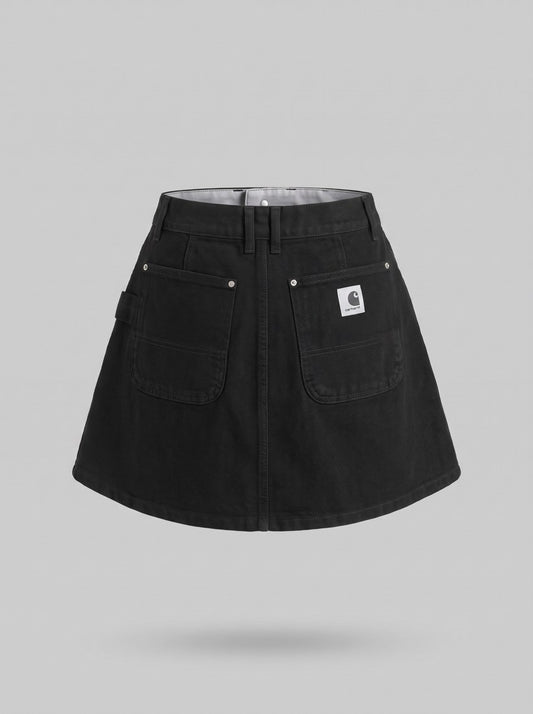 Women’s Billie Single Knee Skirt - Black, Stone washed - packshot