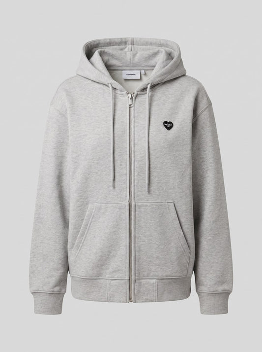 Women’s HD Small Heart Patch Jkt - Grey Heather / Black - packshot