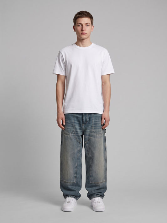 Oakland Pant - Blue, Worn used wash - front