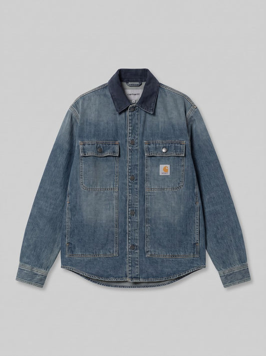 Oakland Shirt Jac - Blue / Dark Navy, Worn used wash - packshot