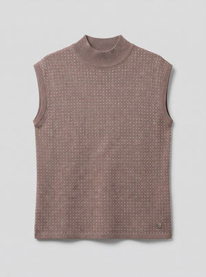 254935F26 Pullover maglione senza maniche in maglia con dettaglio termoadesivo