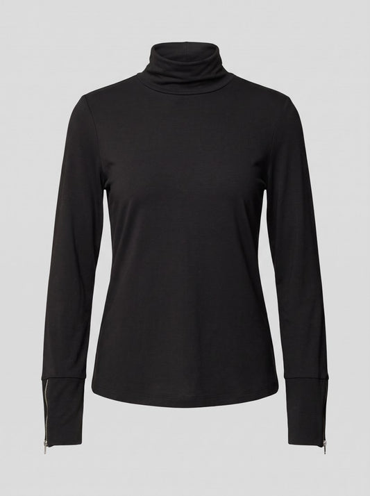 263103 Top aderente in jersey con collo lupetto - 11-Nero - packshot