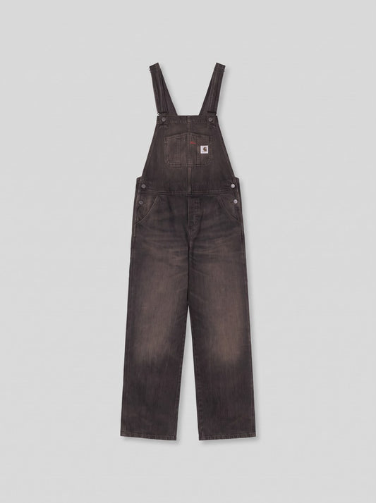 Women's Bib Overall Straight - Black, Tobacco used wash - packshot