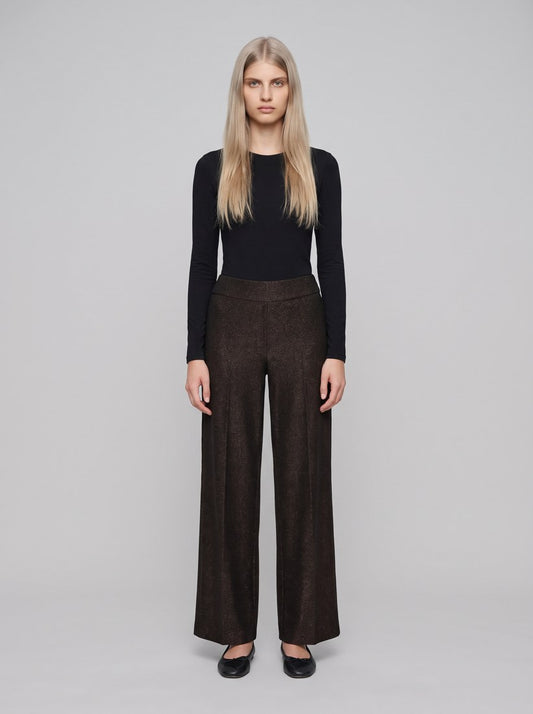 263726 Signature | Pantaloni pull-on a gamba larga in maglia scintillante - Pantaloni - Joseph Ribkoff - 92-Bronzo - front