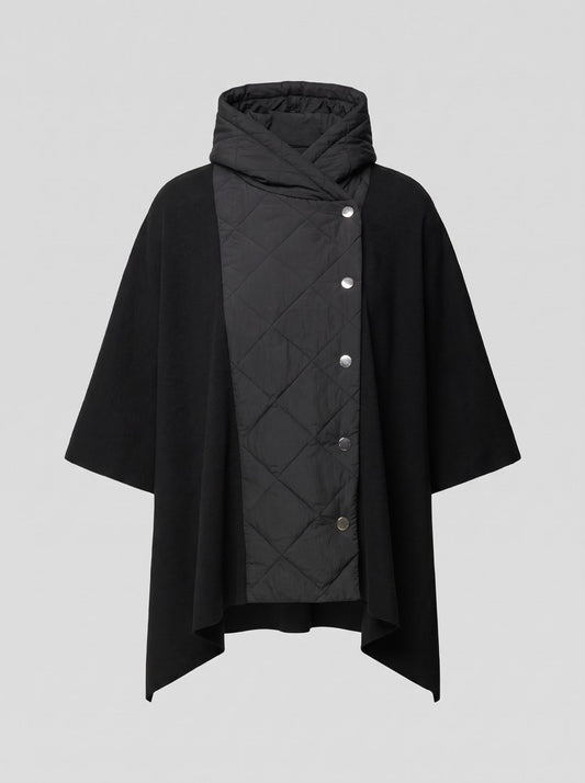 263627 Giacca poncho trapuntata in maglia - 11-Nero - packshot