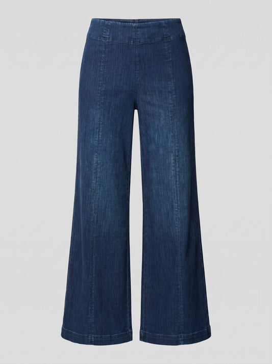 263901 Jeans palazzo a vita alta in denim Featherweave - 3302-Blu denim scuro - packshot