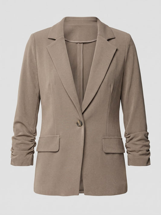263144 Blazer dritto in maglia effetto seta mélange - 4300-Tortora melange - packshot