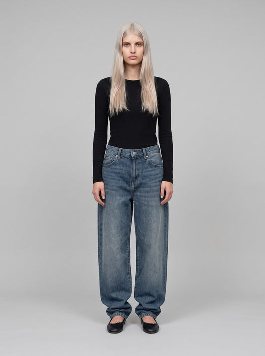 Women's Arin Pant - Blue, Dark used wash - front