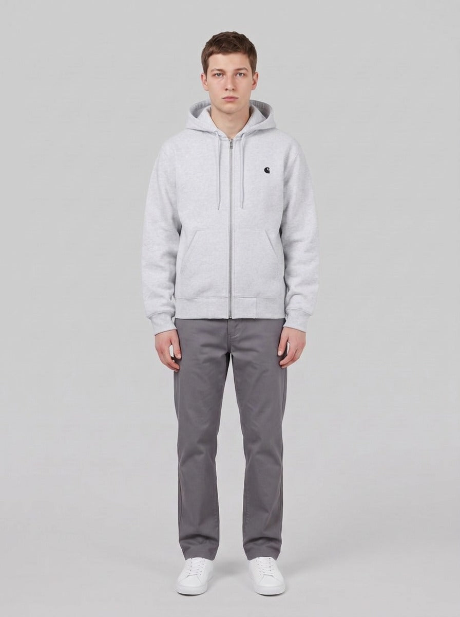 Hooded Mack Sweat Jacket - Felpe - Carhartt WIP - Ash Heather / Black - front