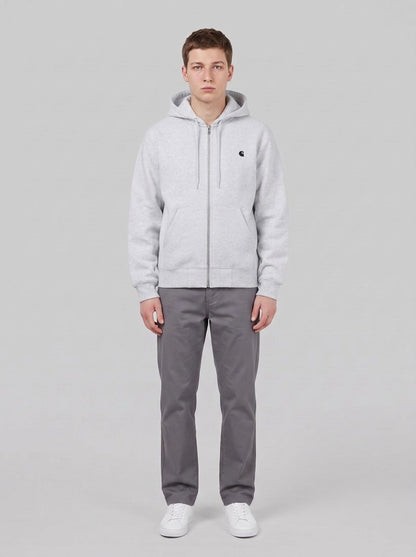 Hooded Mack Sweat Jacket - Felpe - Carhartt WIP - Ash Heather / Black - front