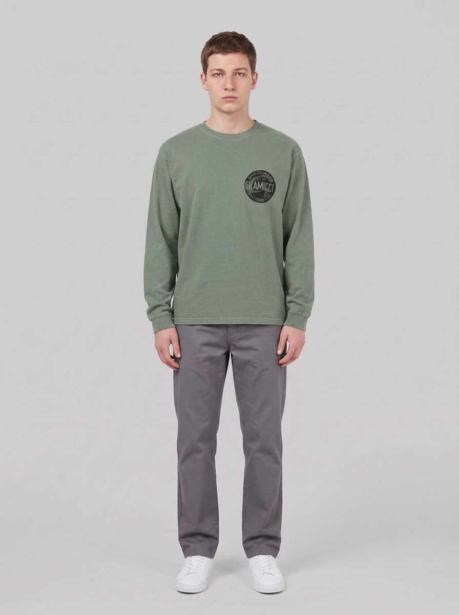 Gramicci Pigment Dyed Icon Long Sleeve Tee - T-Shirt e Polo - Gramicci - SAGE PIGMENT - front