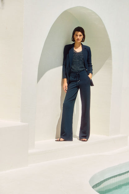 251293 Wide-leg pull-on trousers in seersucker