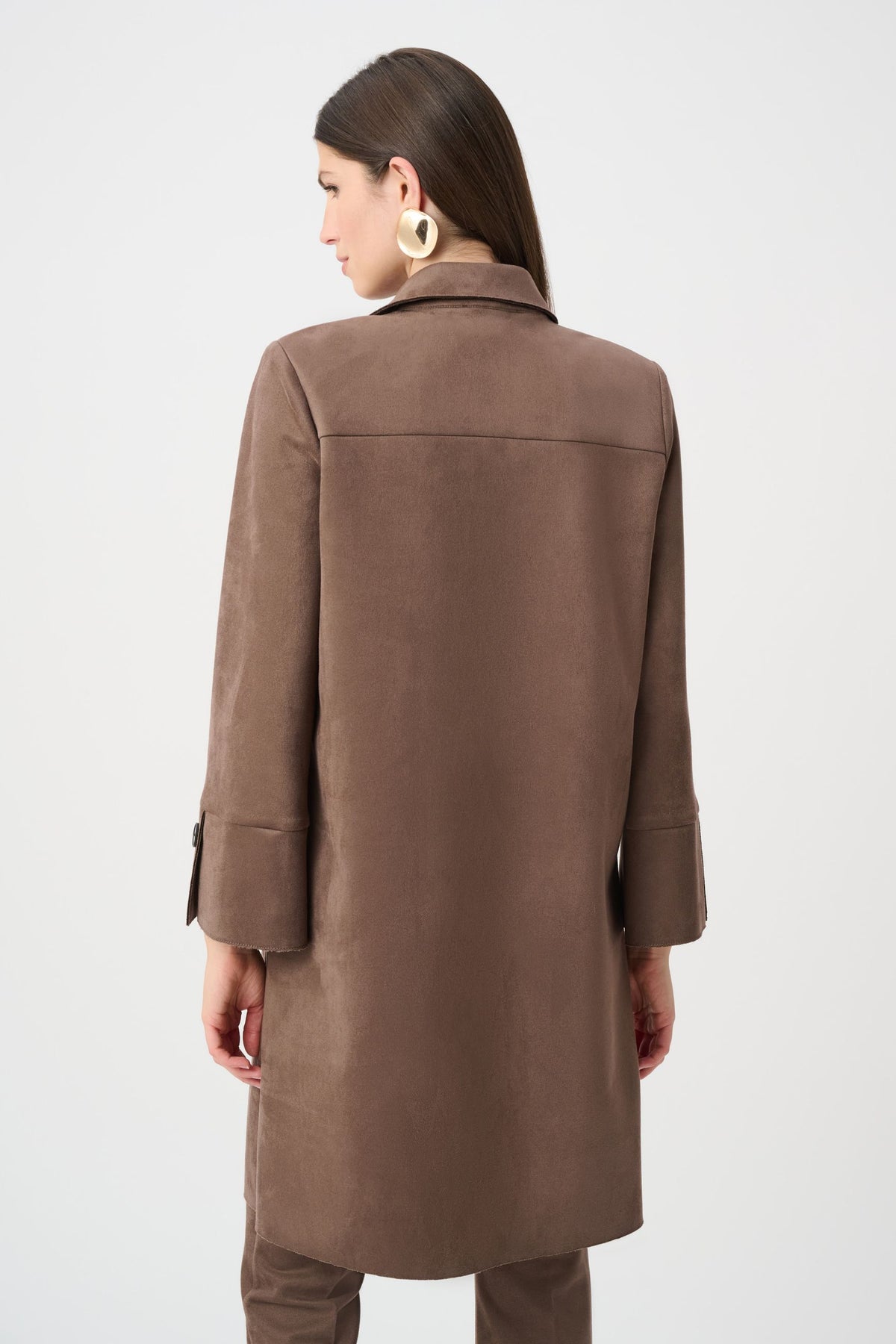 263146 Cappotto dritto in camoscio sintetico effetto scuba