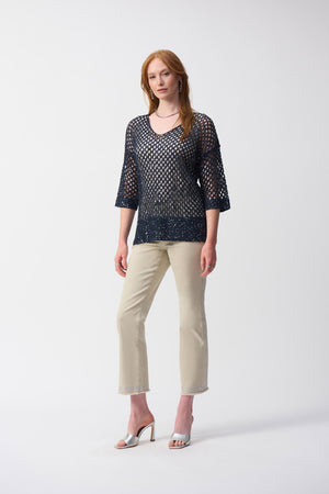 241922S25 Maglione traforato con paillettes