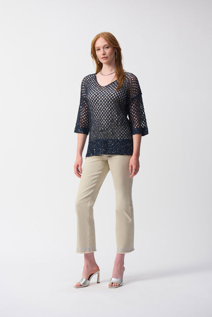 241922S25 Maglione traforato con paillettes