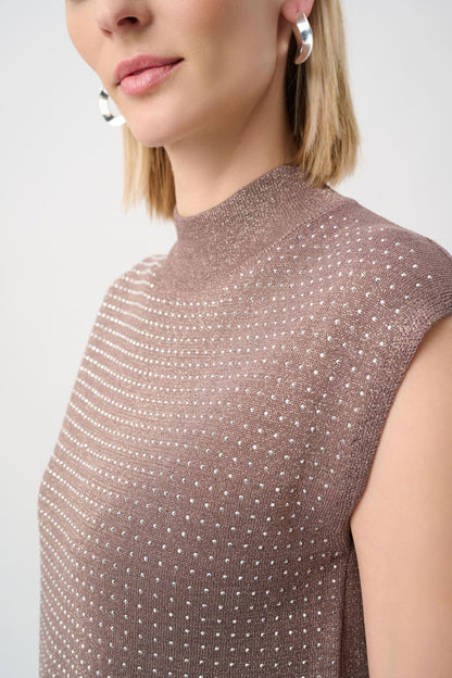 254935F26 Pullover maglione senza maniche in maglia con dettaglio termoadesivo