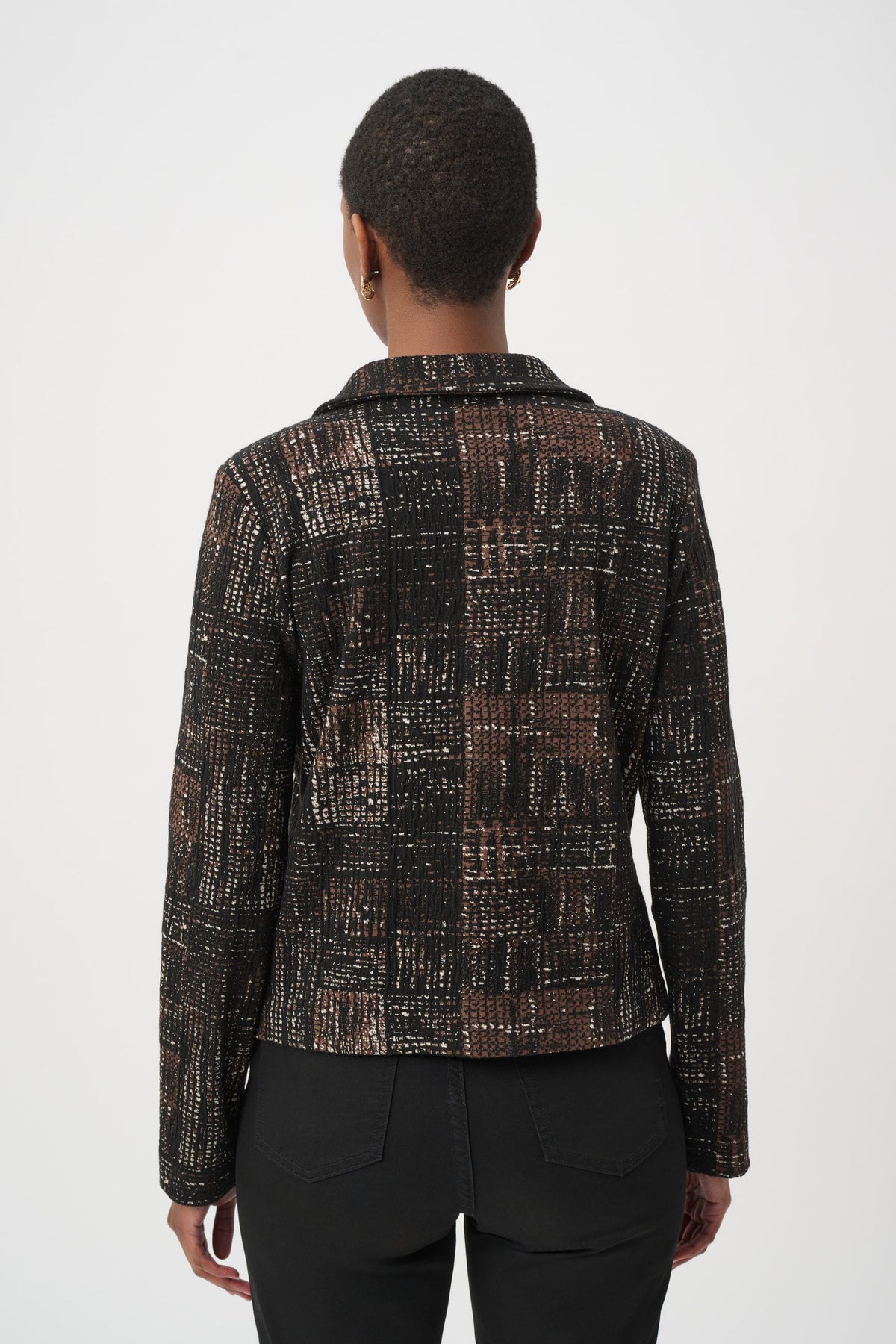 264058 Giacca dritta in maglia tartan