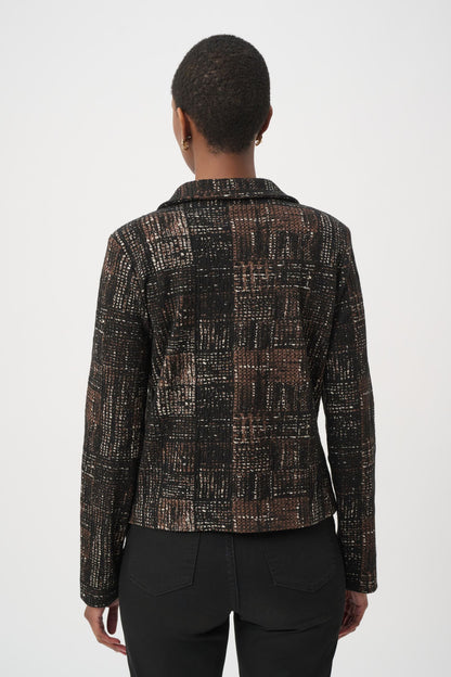 264058 Giacca dritta in maglia tartan