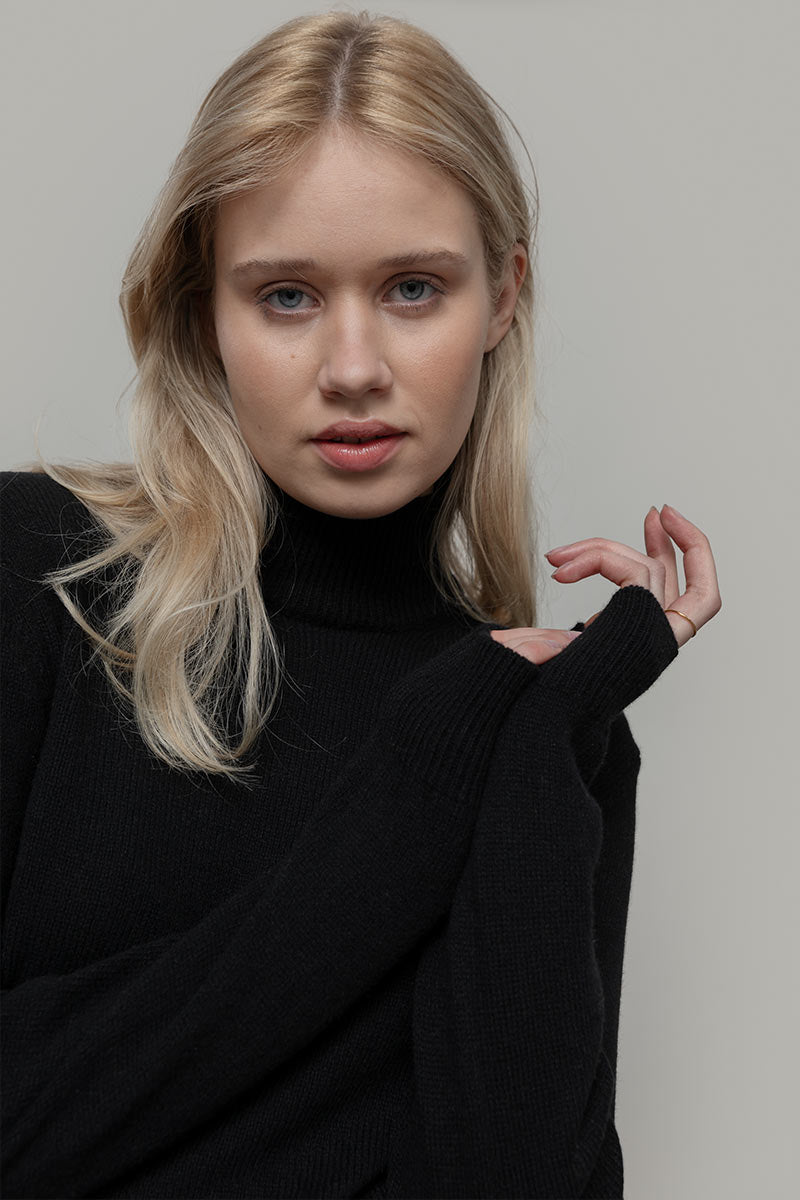 ADA Maglia Collo Alto Donna Cashmere Rigenerato