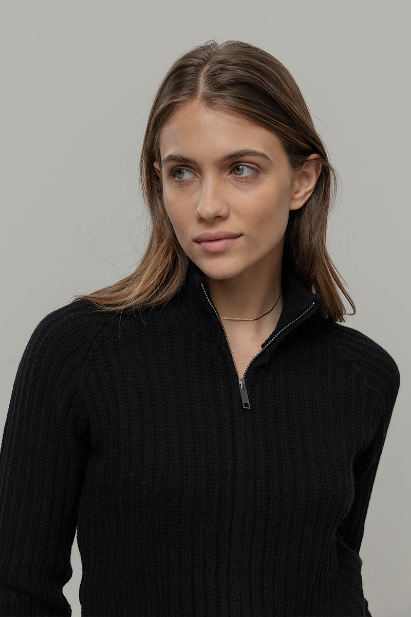 ORNELLA Cardigan con Zip Donna Lana Rigenerata