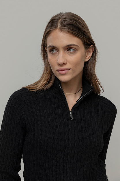 ORNELLA Cardigan con Zip Donna Lana Rigenerata