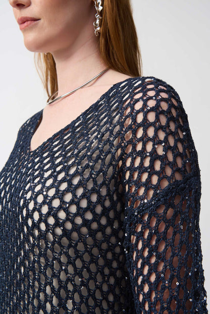 241922S25 Maglione traforato con paillettes