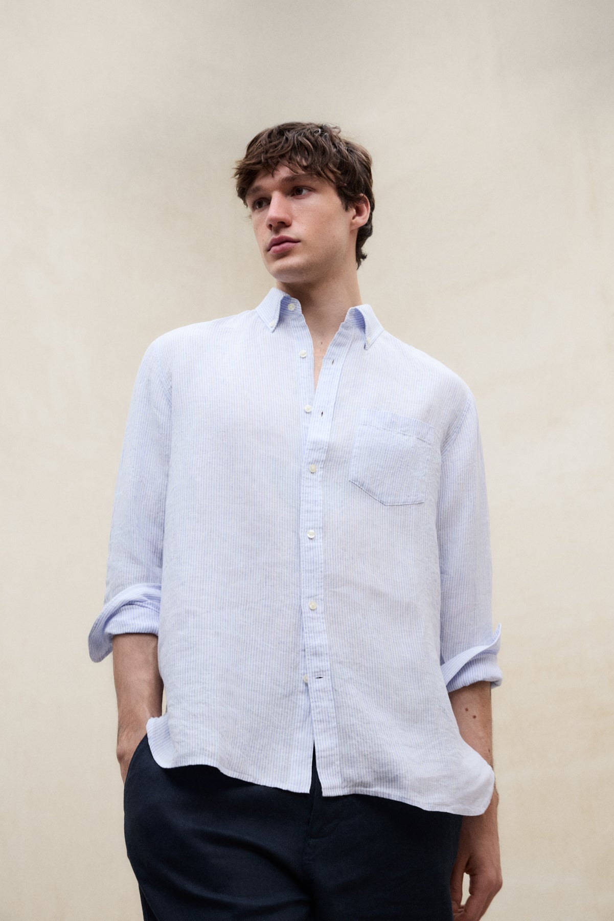 WHITE SKY BLUE STRIPES 836